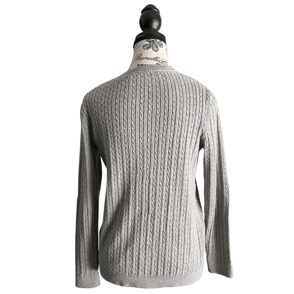 Tommy Hilfiger Gray Cable Knit Sweater | Classic Preppy | Medium - Picture 3 of 5